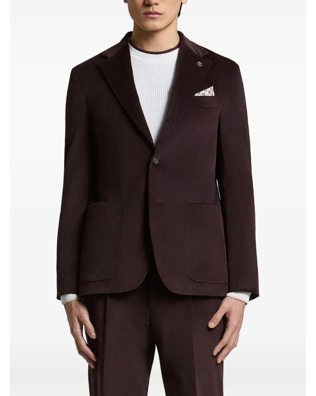 Peserico Blue Corduroy Single-Breasted Jacket for men