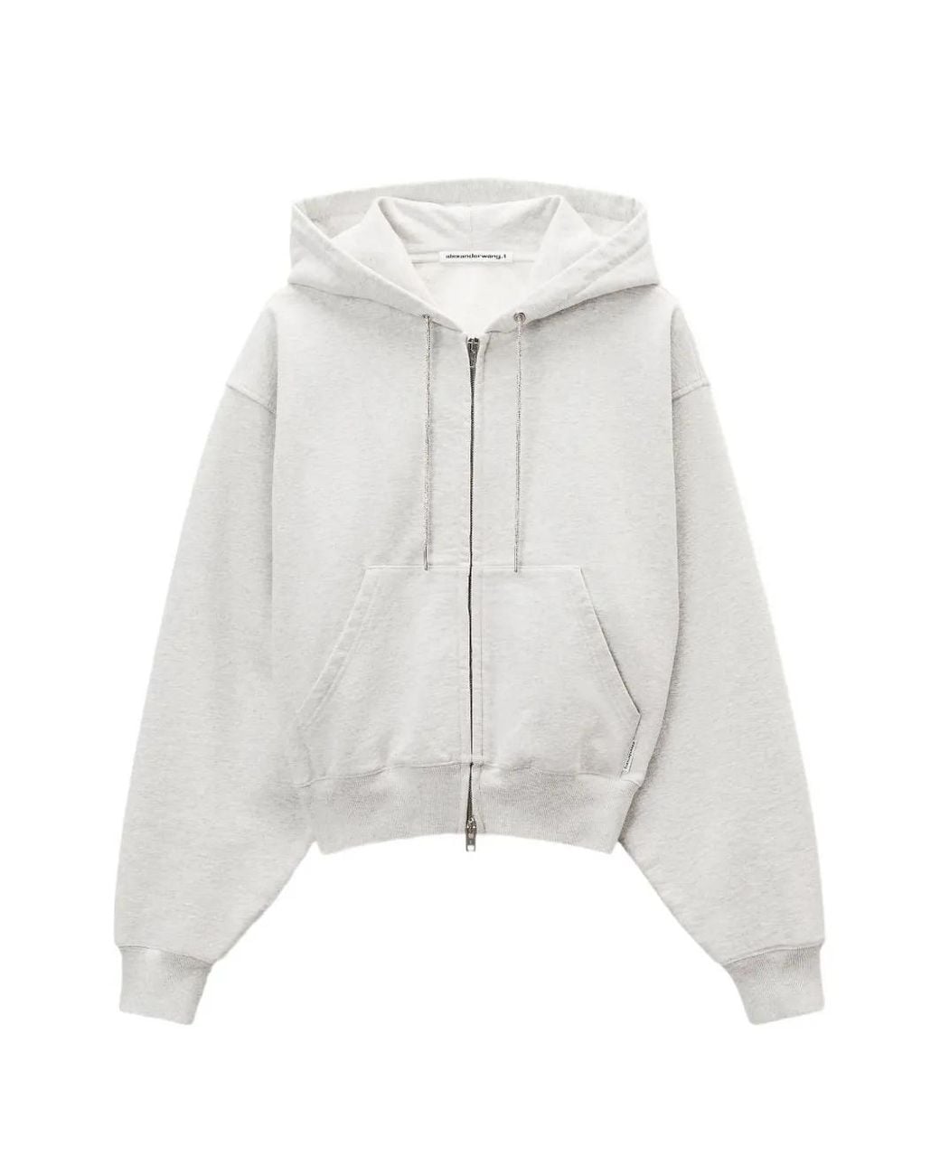 Alexander Wang White Rhinestone-Drawcord Zip-Up Hoodie