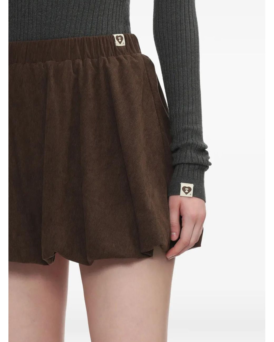 AAPE BY A BATHING AP Ribfluwelen Flared Rok in het Brown