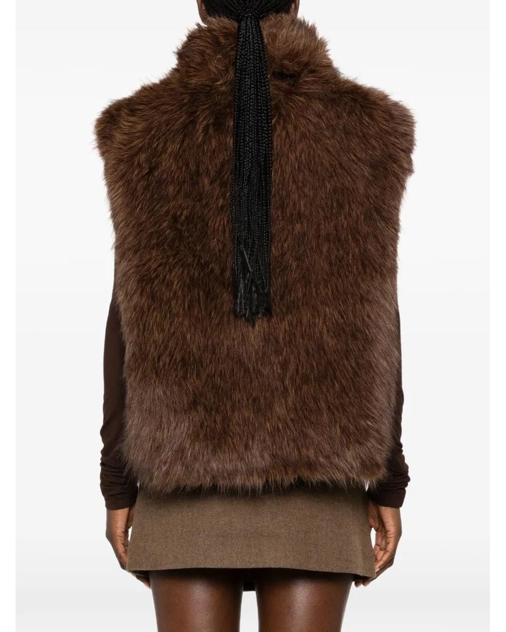 ELEH Brown Veste En Fourrure Artificielle À Design Réversible
