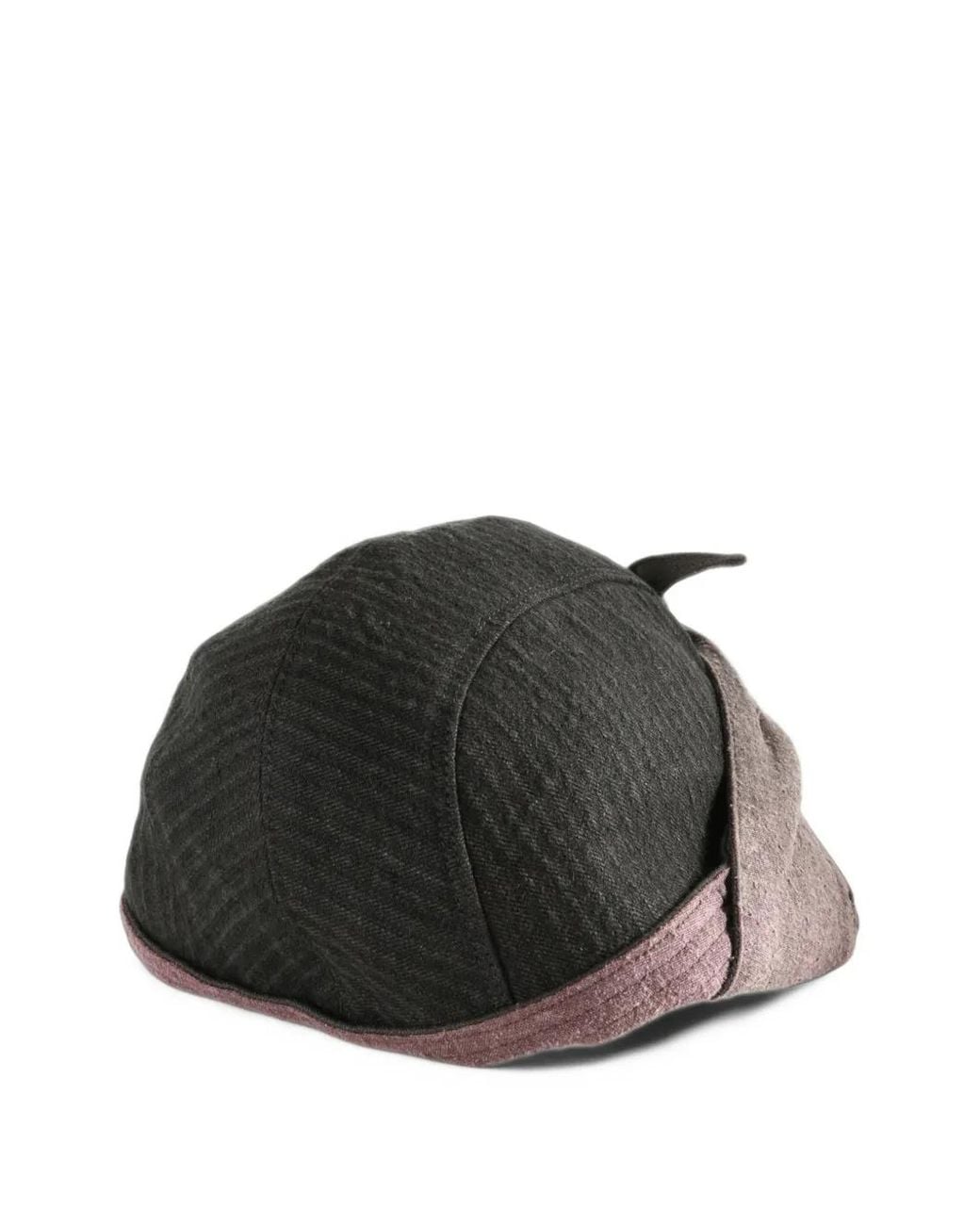 Ziggy Chen Black Collaged Herringbone-Pattern Knot-Detail Hat for men
