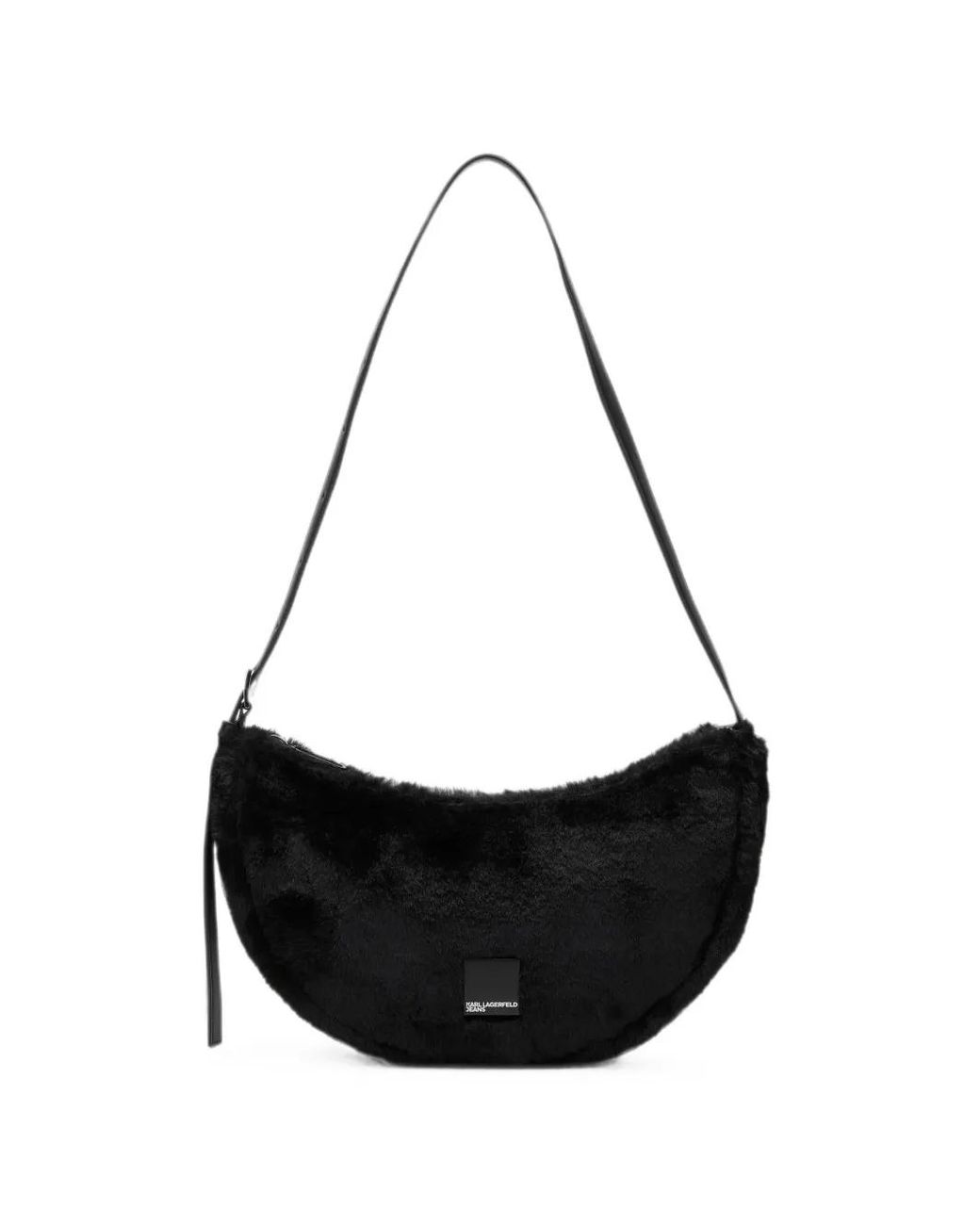 Karl Lagerfeld Black Logo-Box Slingbag Furry