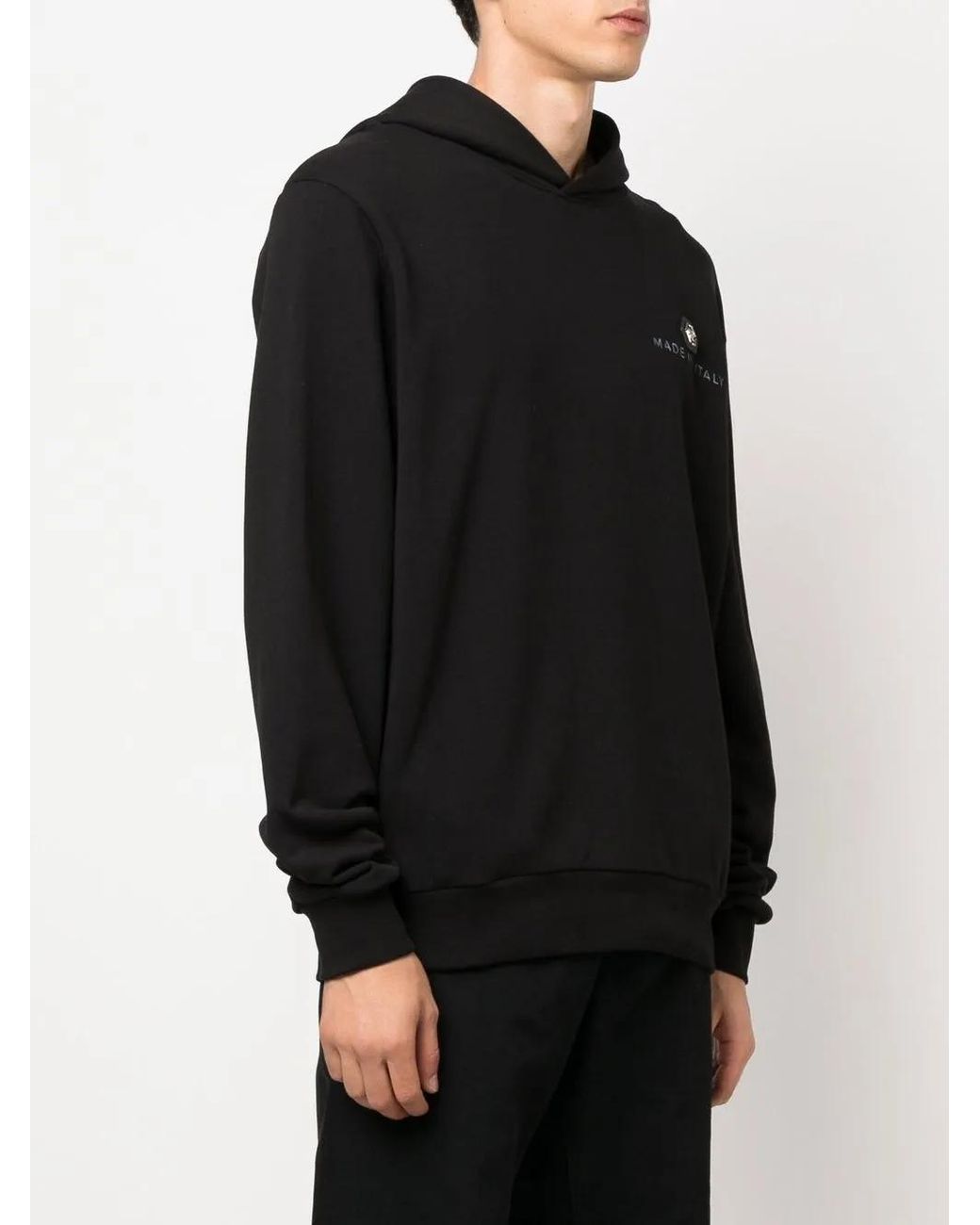 Philipp Plein Black Cotton Logo-Print Hoodie for men