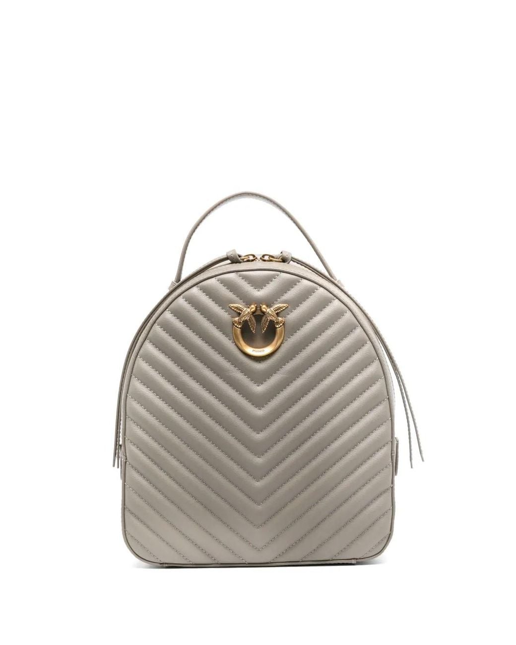 Pinko Gray Love Leather Backpack