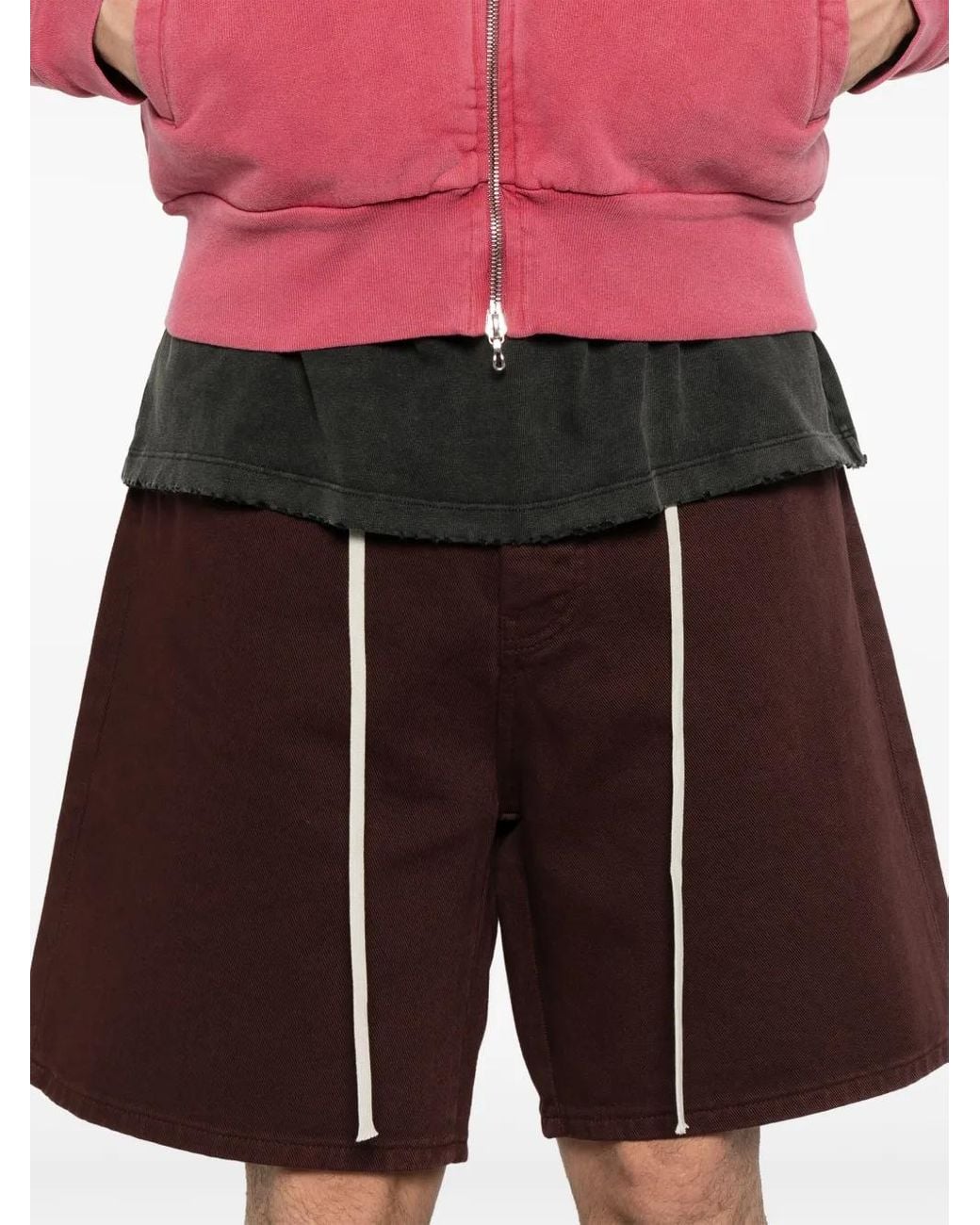 State of Order Red Denim Shorts for men