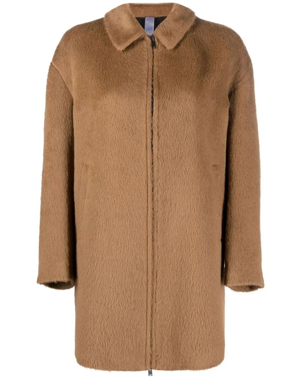 Hevò Brown Zip-Up Collared Coat