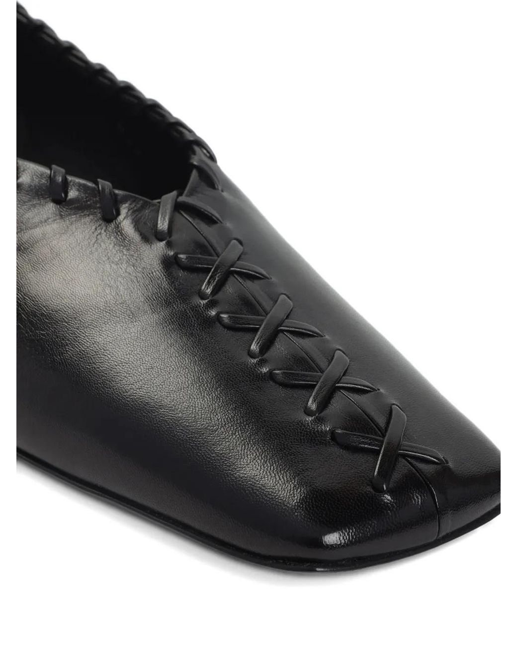Jil Sander Black Ring Whipstitch Anklet Ballet Flats