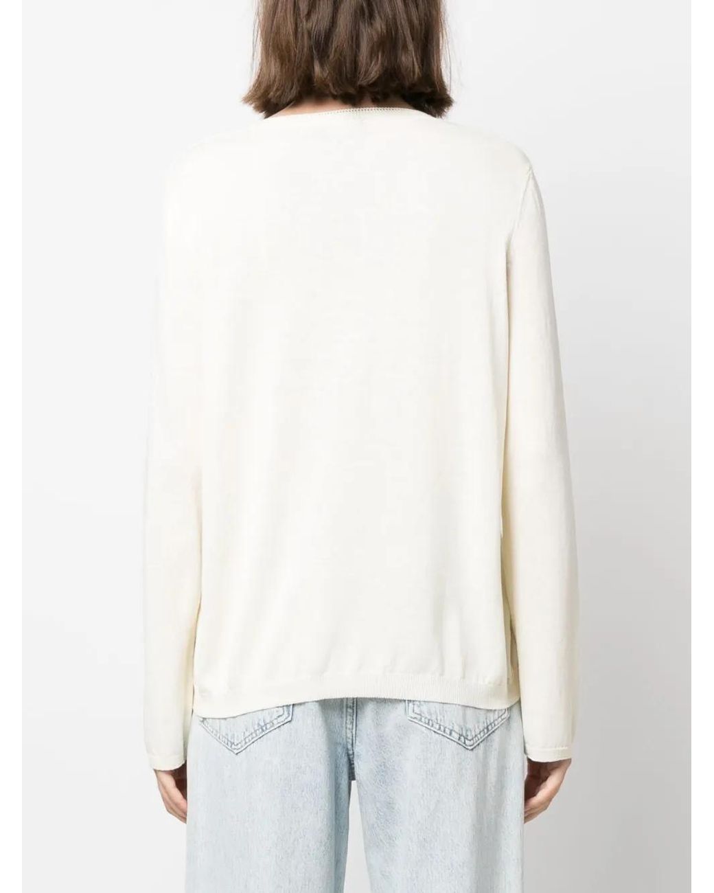 A.P.C. White Logo-Embroidered Long-Sleeve Sweater