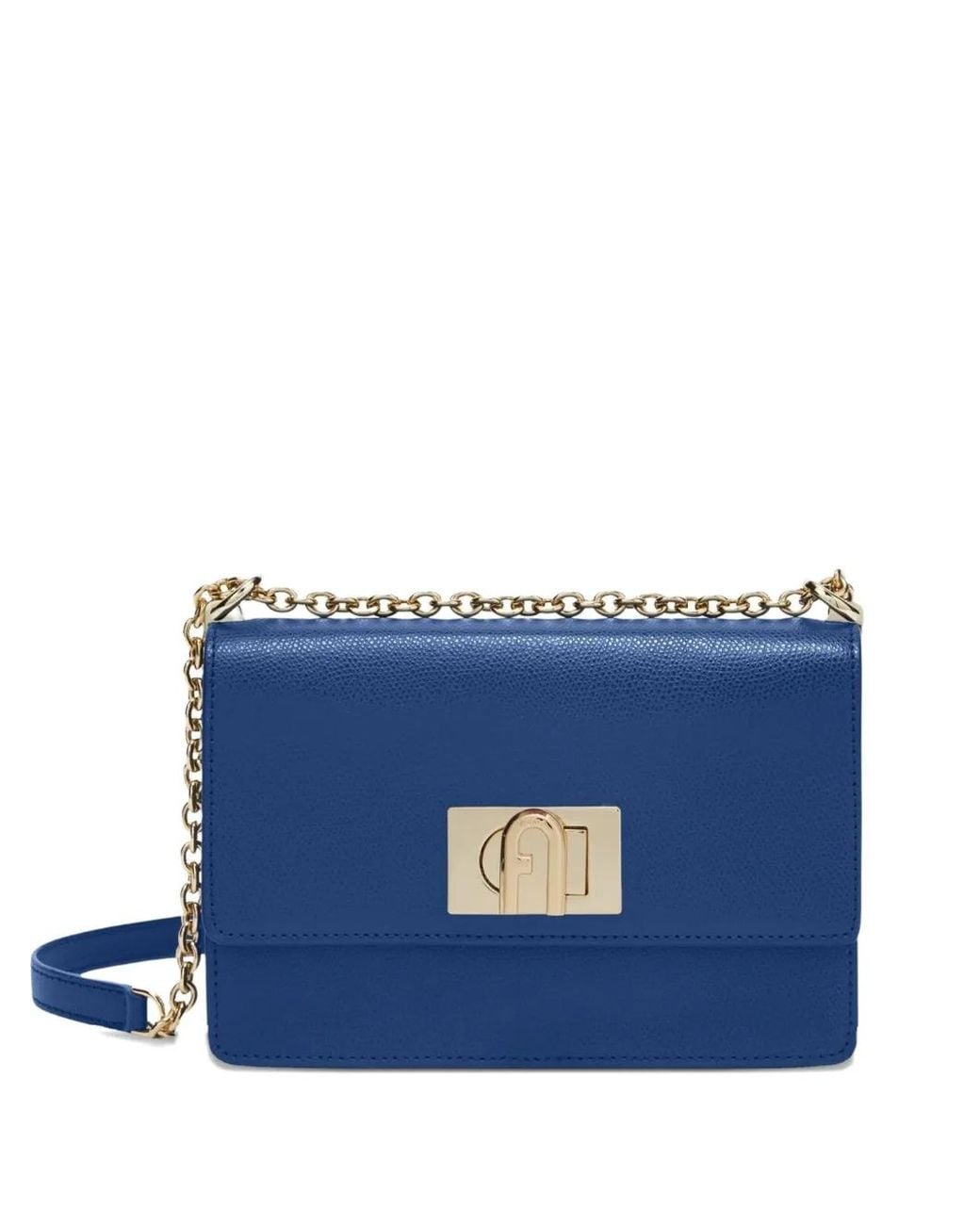 Furla Blue Flap-Lock Chain Shoulder Bag