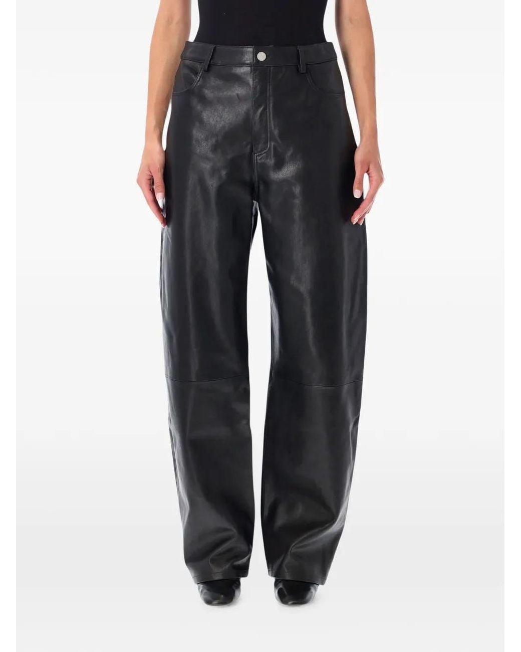 Arma Black Ece Leather Barrel Trousers
