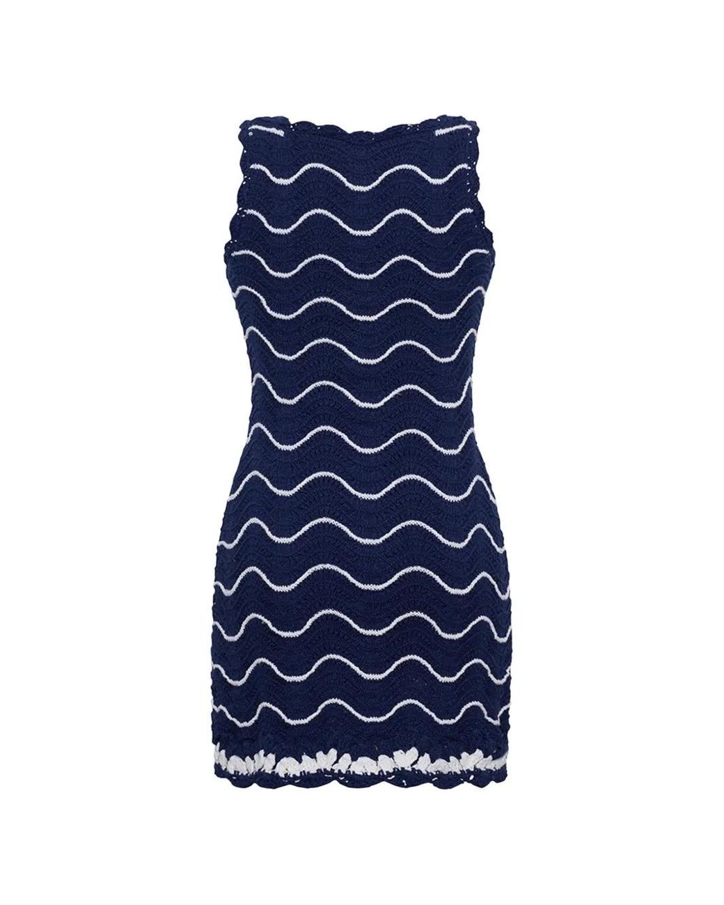 Cara Cara Blue Orel Zigzag-Knit Cotton Mini Dress
