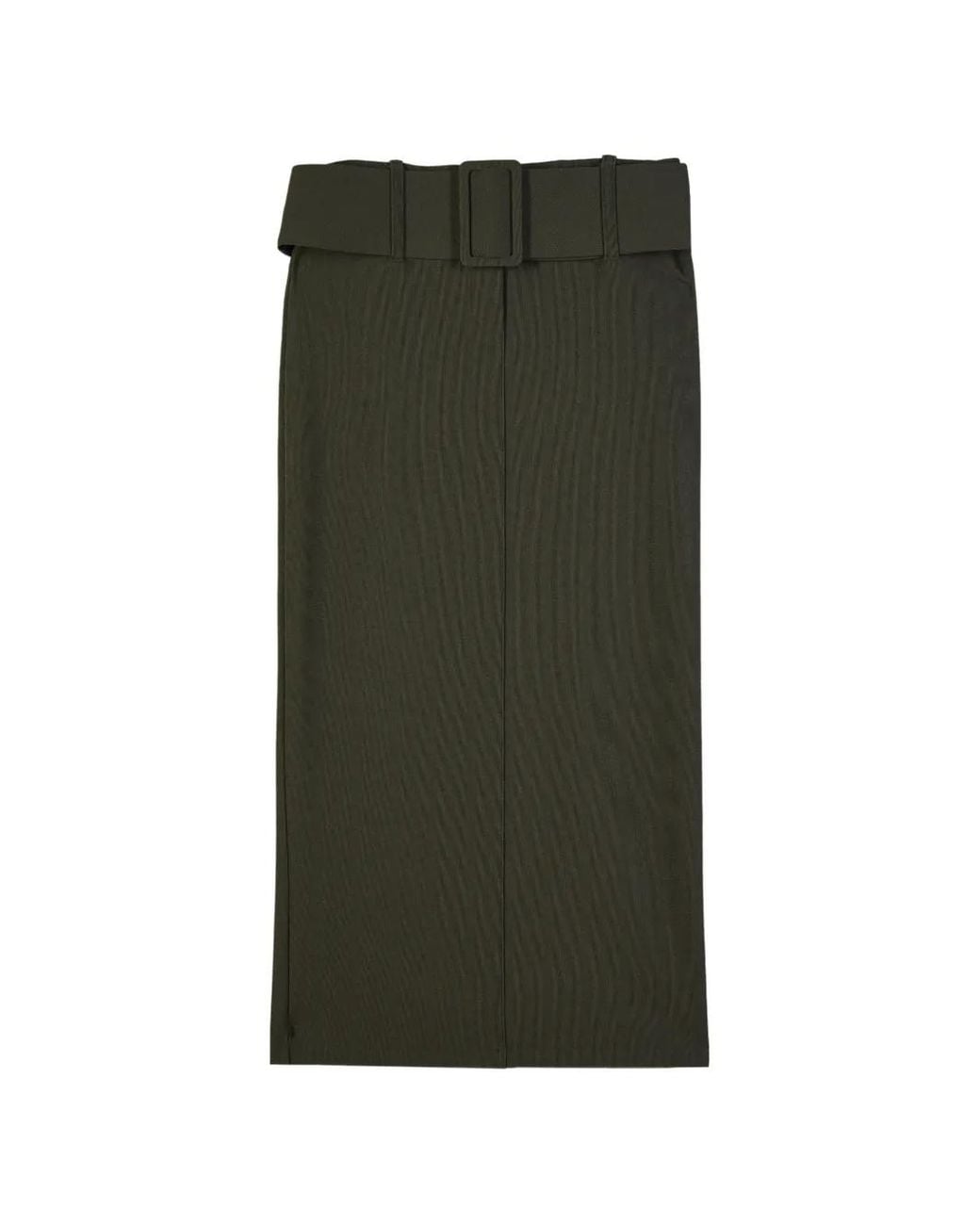 Patrizia Pepe Green Belted Logo-Plaque Midi Skirt