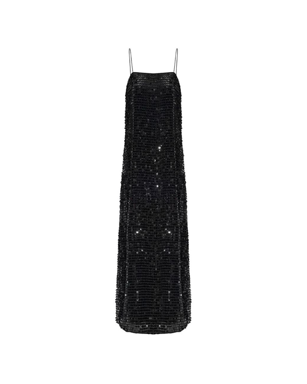 ROTATE BIRGER CHRISTENSEN Black Sequin Maxi Dress With Slim Straps