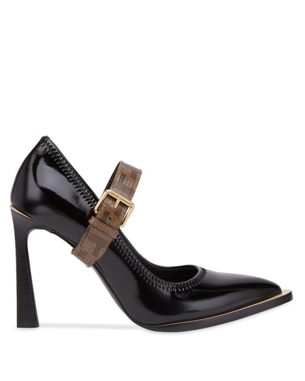 Fendi Synthetic Mary Jane Fframe Court Shoes in Black