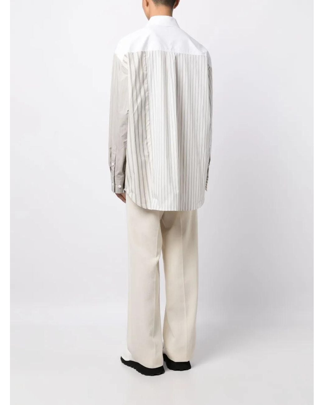 Feng Chen Wang White Striped Long-Sleeve Shirt for men