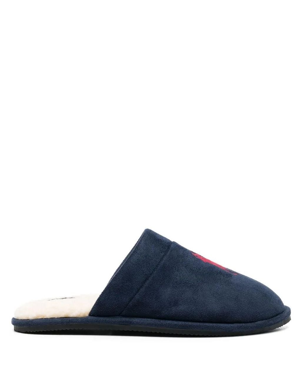 Polo Ralph Lauren Blue Embroidered-Logo Slippers for men