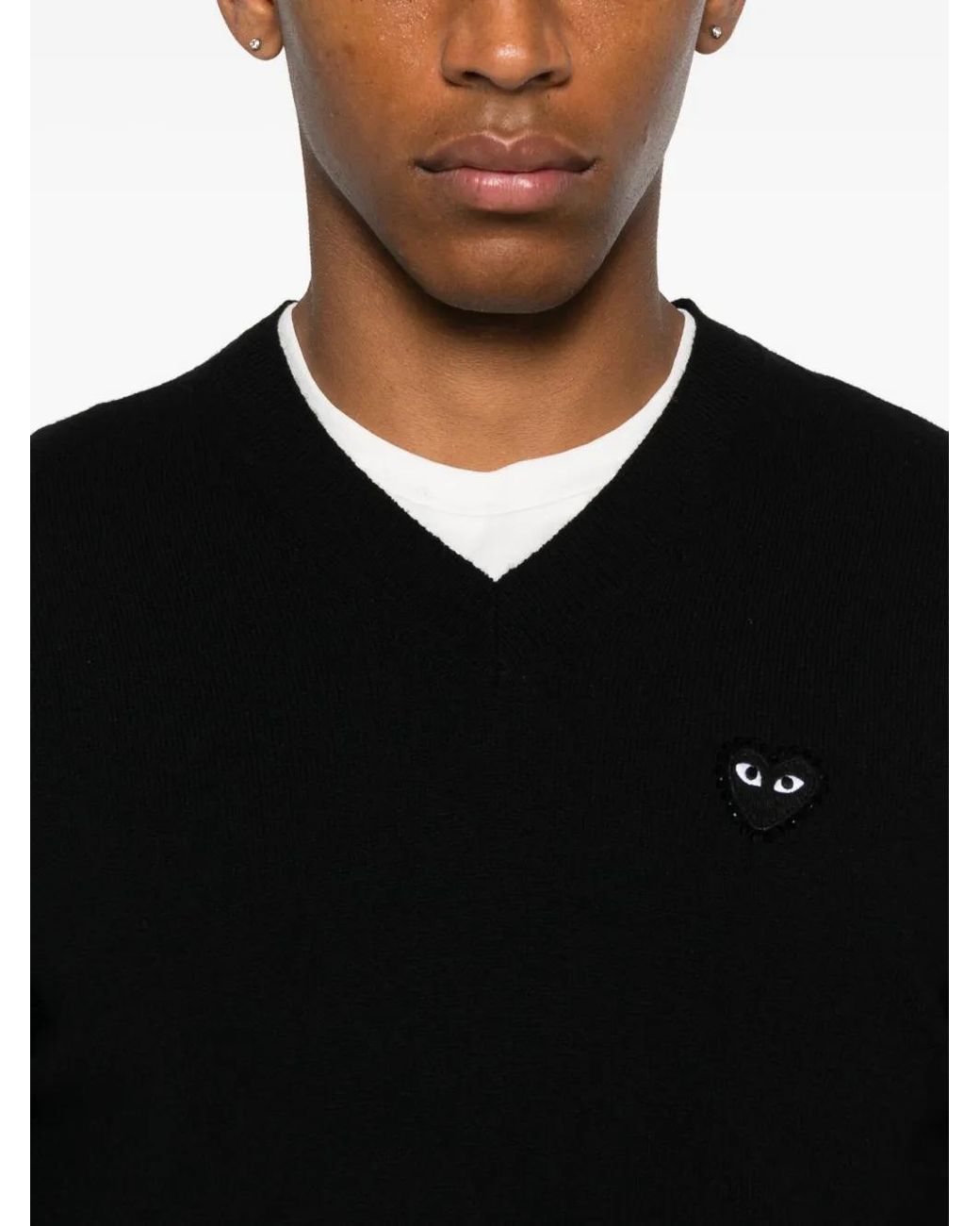 COMME DES GARÇONS PLAY Black Logo-Patch Sweater