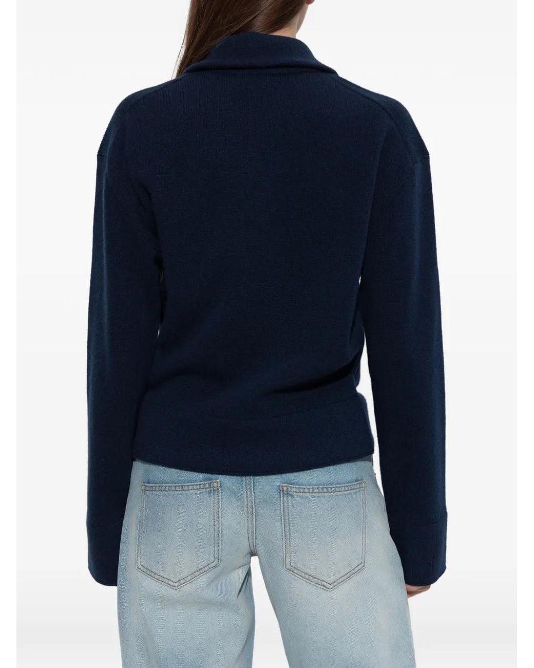Victoria Beckham Blue Half-Zip Milano Sweater