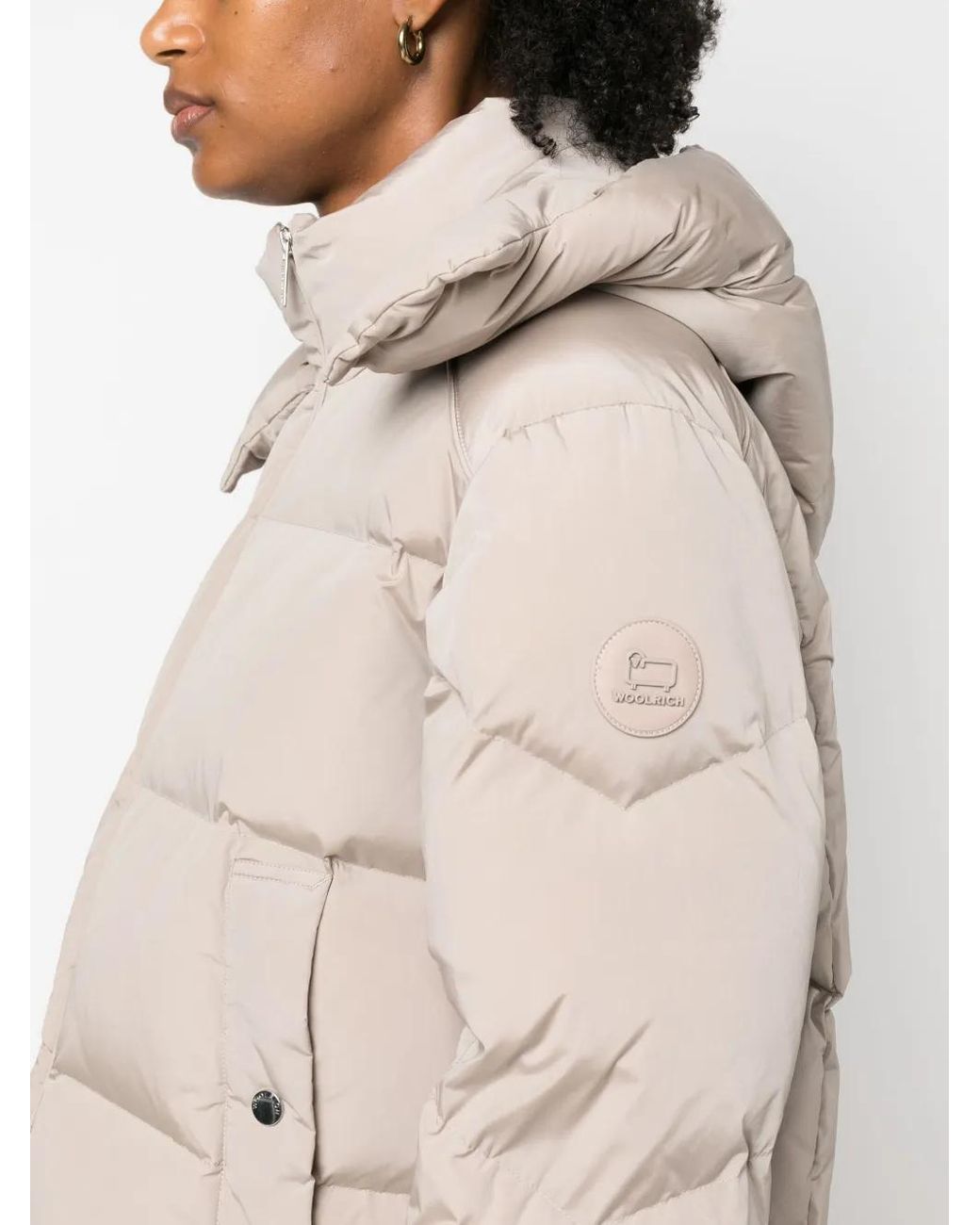 Woolrich Natural Detachable-Hood Padded Jacket