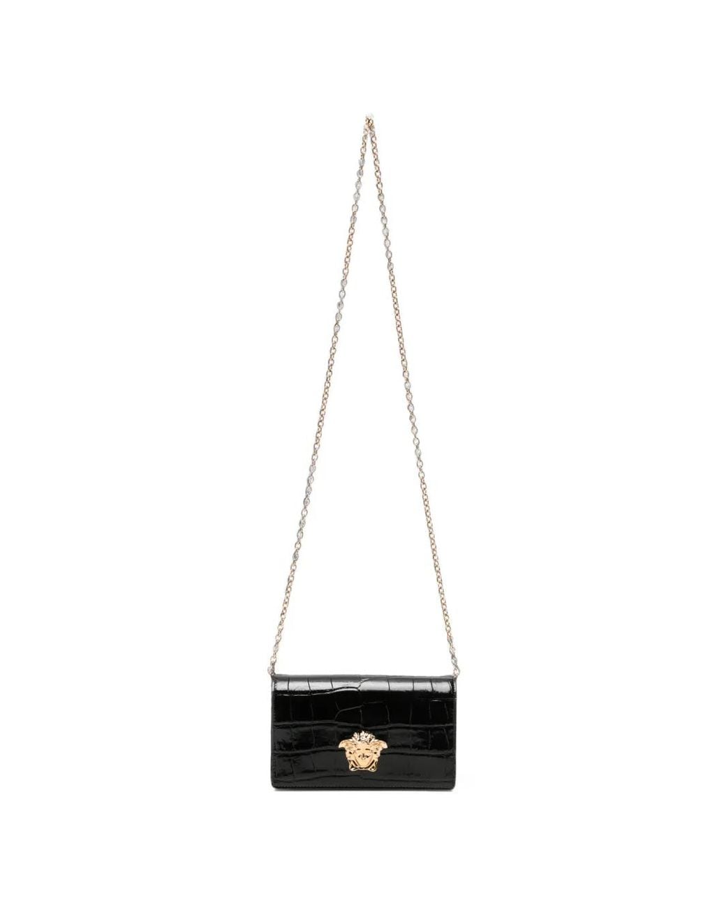 Versace White Mini Medusa '95 Croc-Effect Shoulder Bag
