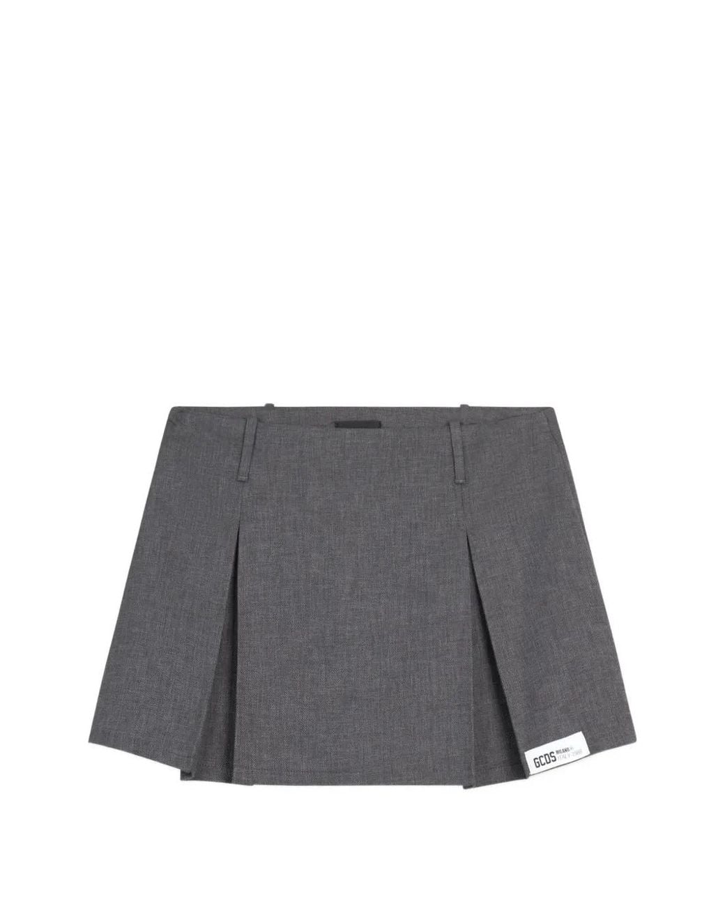 Gcds Gray Preppy Pleated Twill Mini Skirt