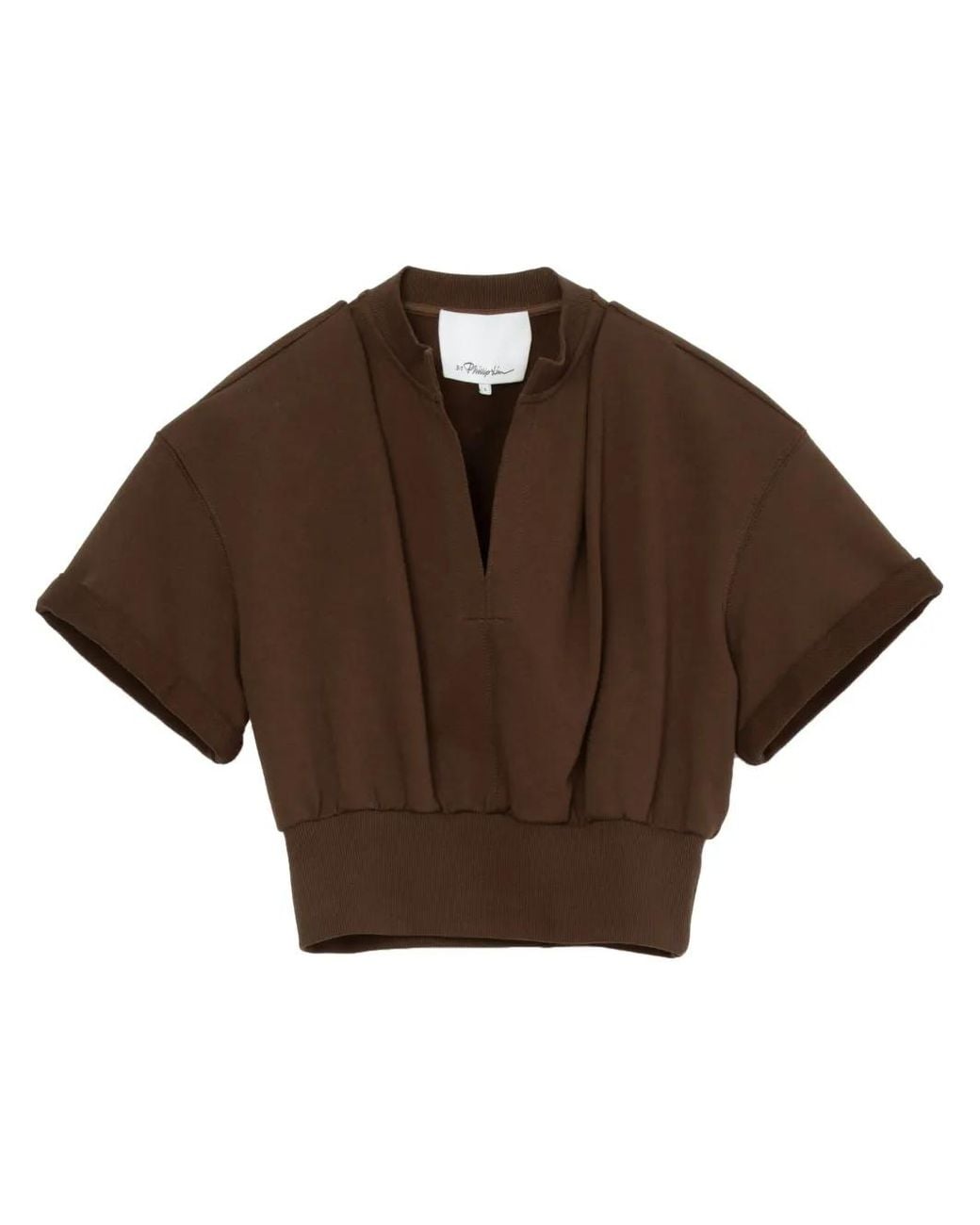 3.1 Phillip Lim Brown V-Neck Cotton T-Shirt