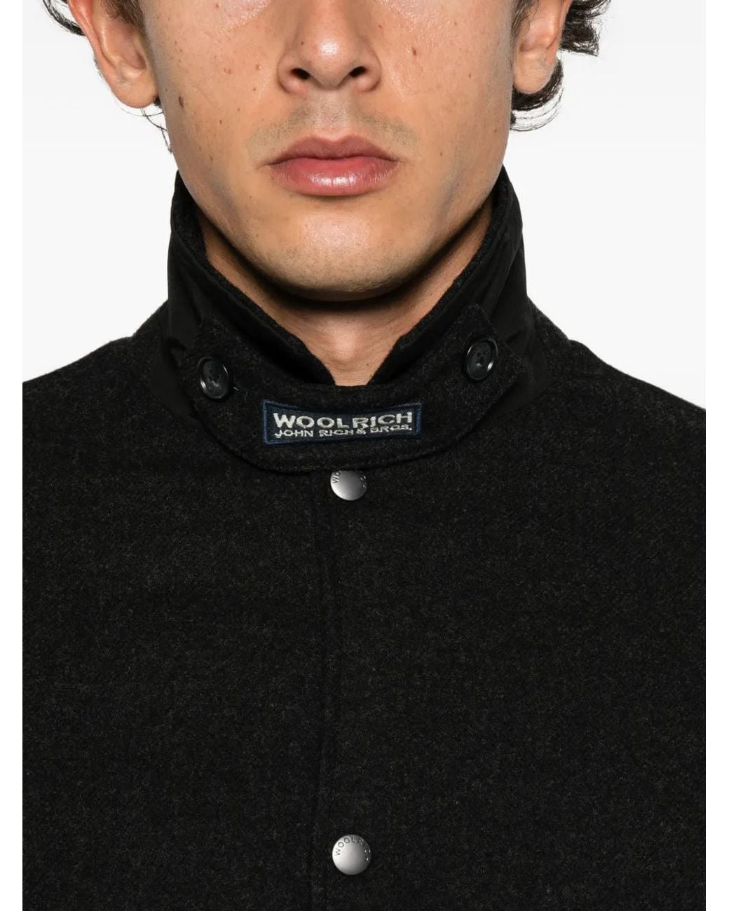 Woolrich Black Button-Up Wool Jacket for men