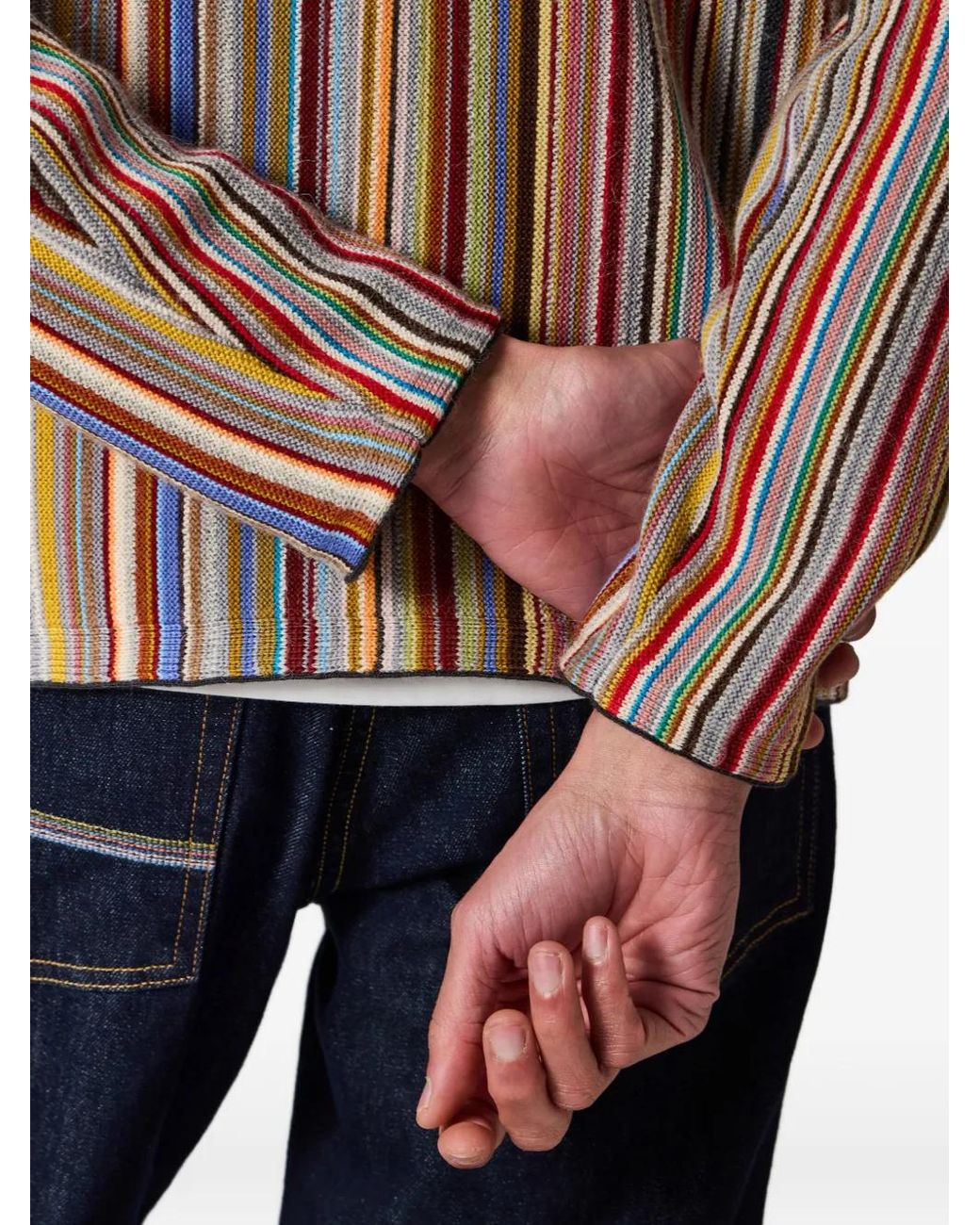 Paul Smith Brown Signature Stripe Merino Wool-Blend Cardigan for men