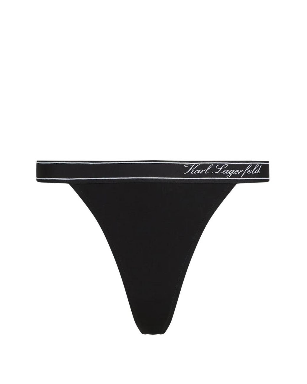 Karl Lagerfeld Black Hotel Karl Stripe Cotton Thong