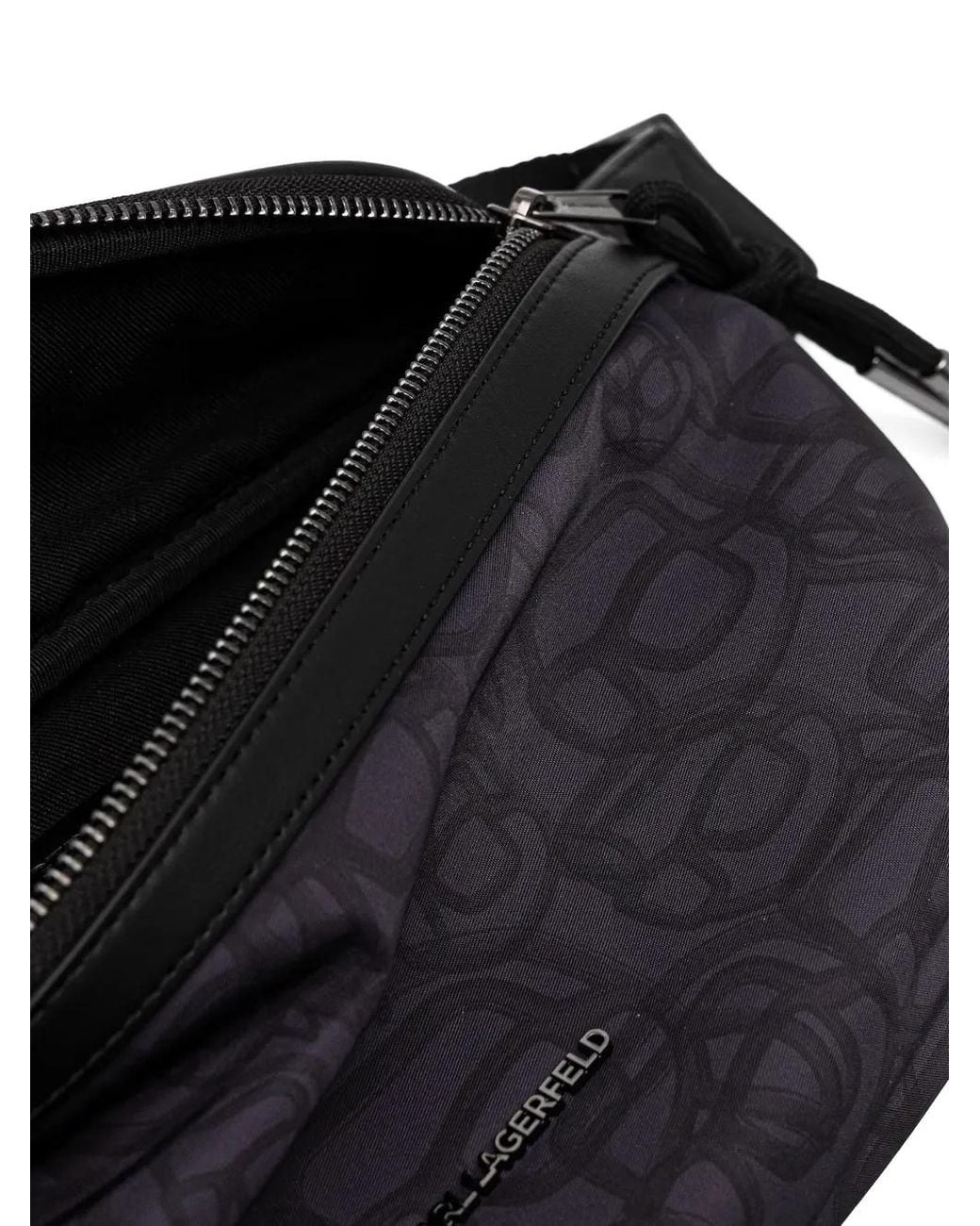 Karl Lagerfeld Black Monogram Zbelt Bag for men