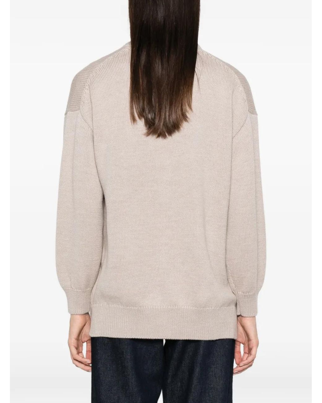 Fabiana Filippi Natural V-Neck Wool Cardigan
