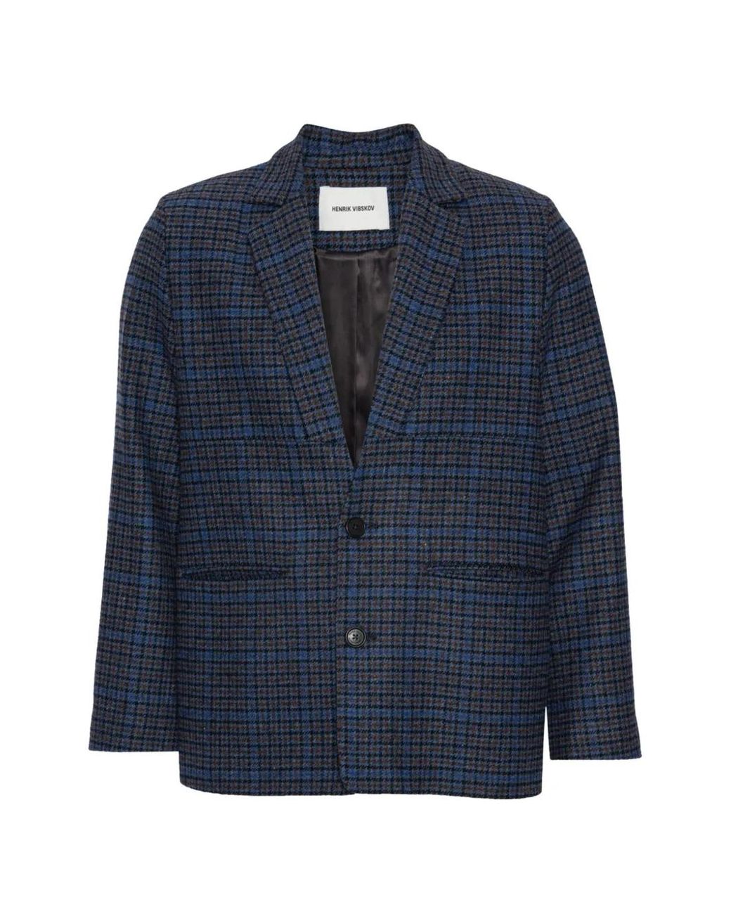 Henrik Vibskov Blue Blazer Lonely À Carreaux for men
