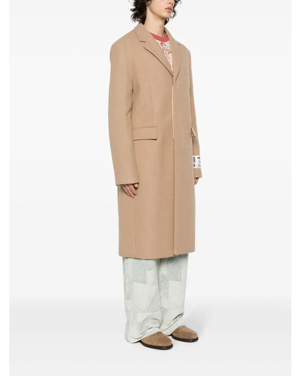 Acne Natural Single-Breasted Wool Blend Coat for men
