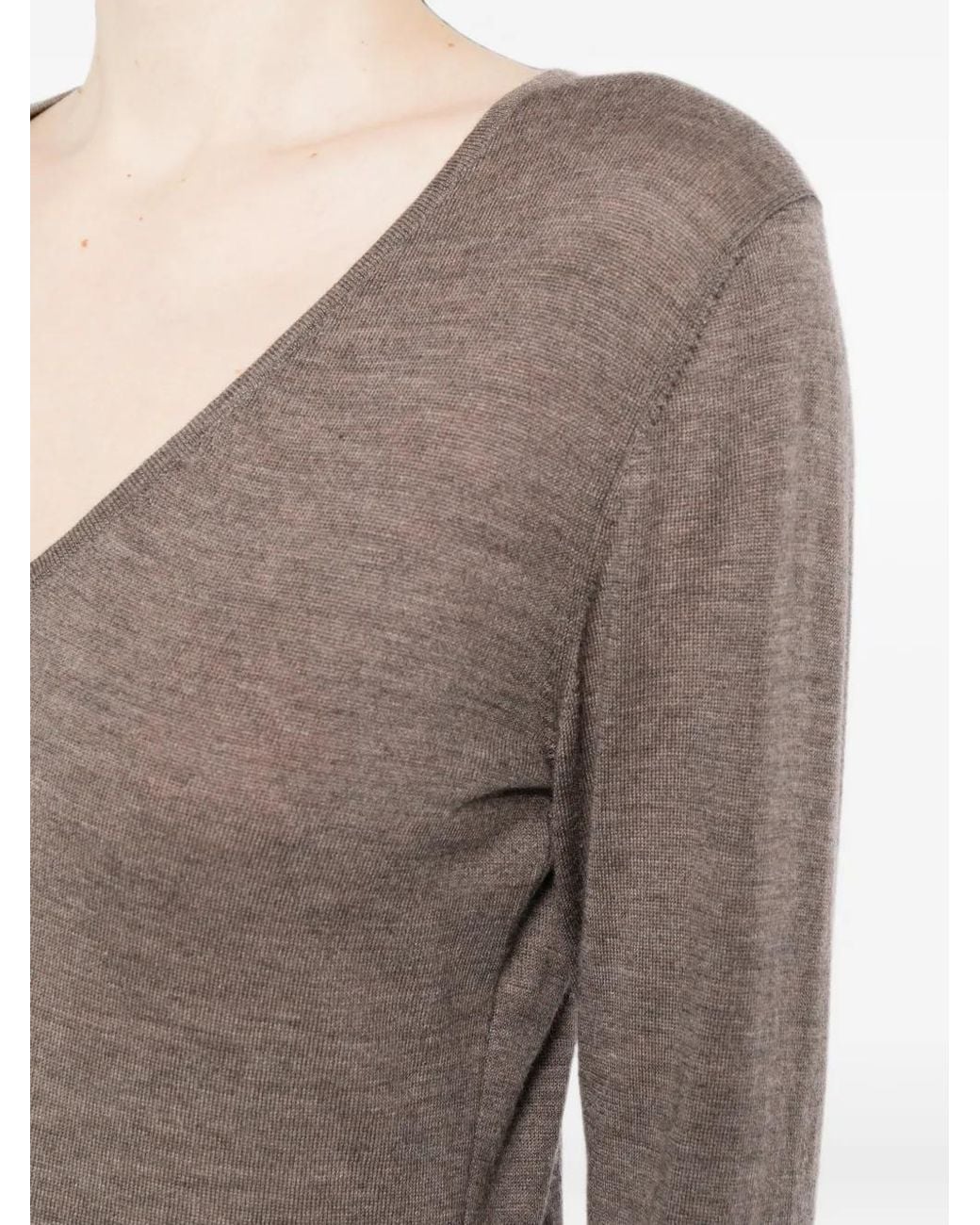 N.Peal Cashmere Gray Imogen V-Neck Top
