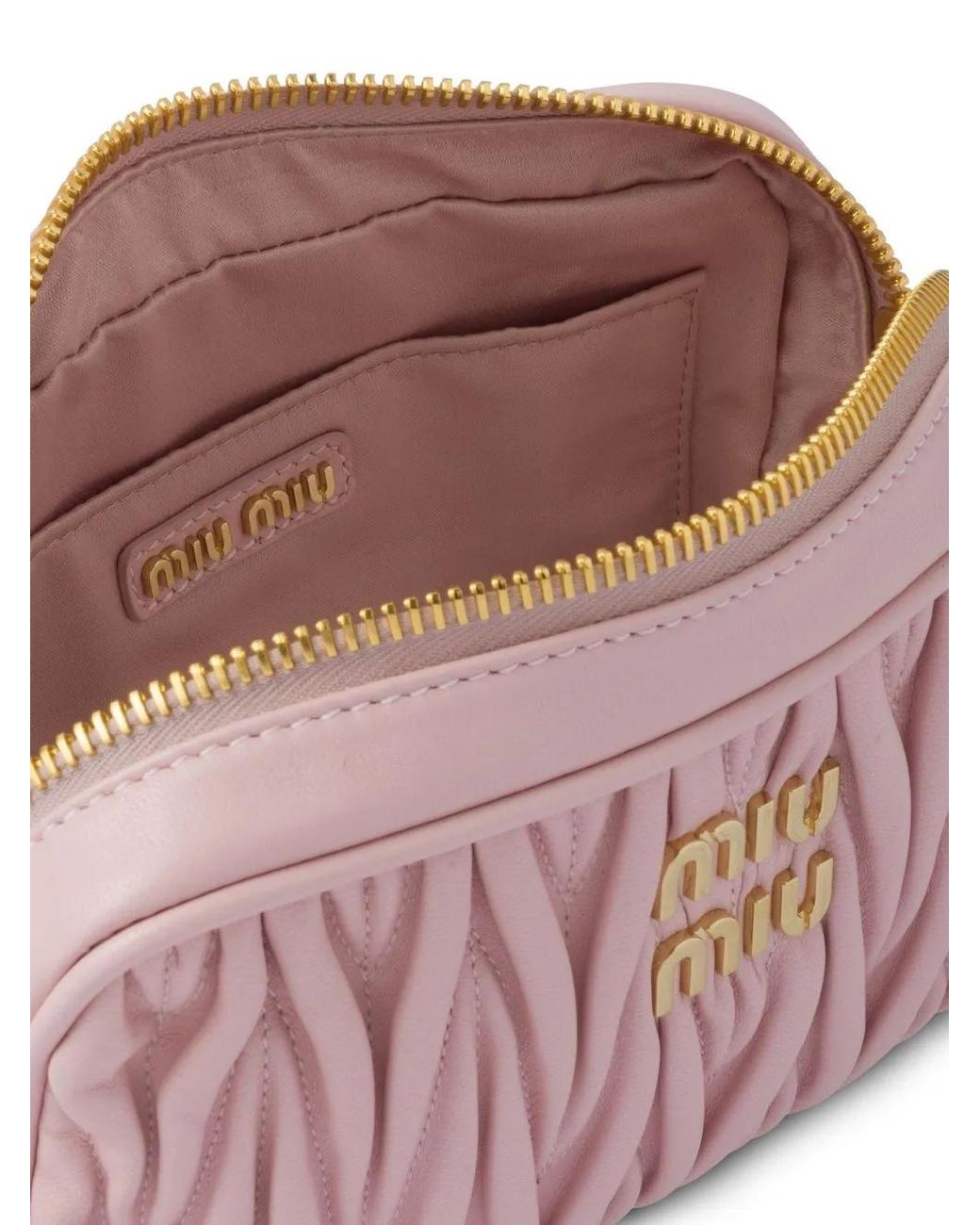 Miu Miu Pink Logo-Detail Leather Shoulder Bag
