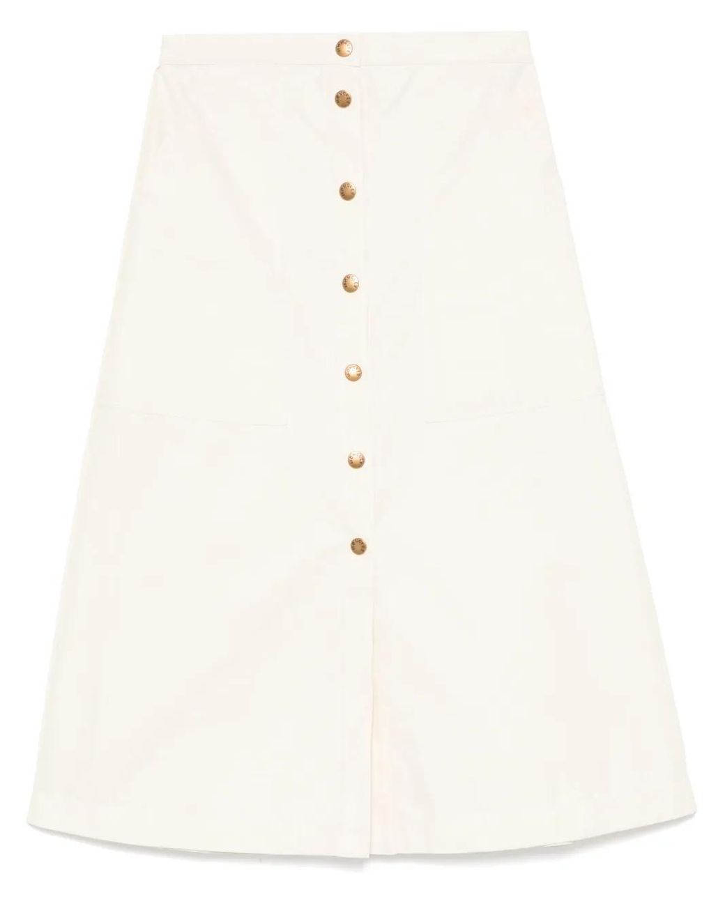Moncler Natural Buttoned Midi Skirt