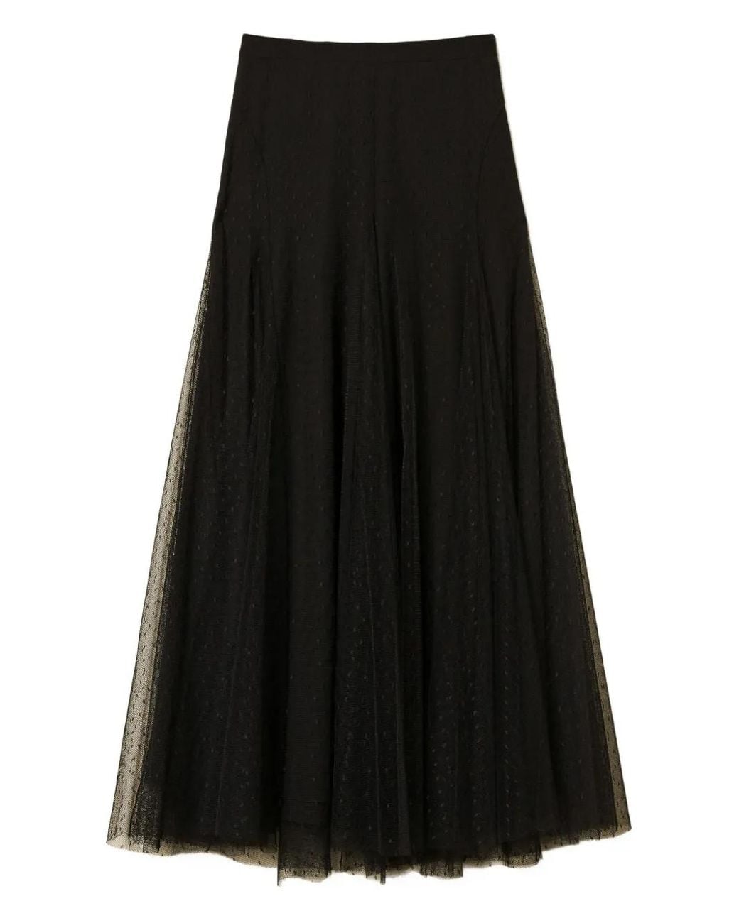 Twinset Black Polka-Dot Tulle Maxi Skirt