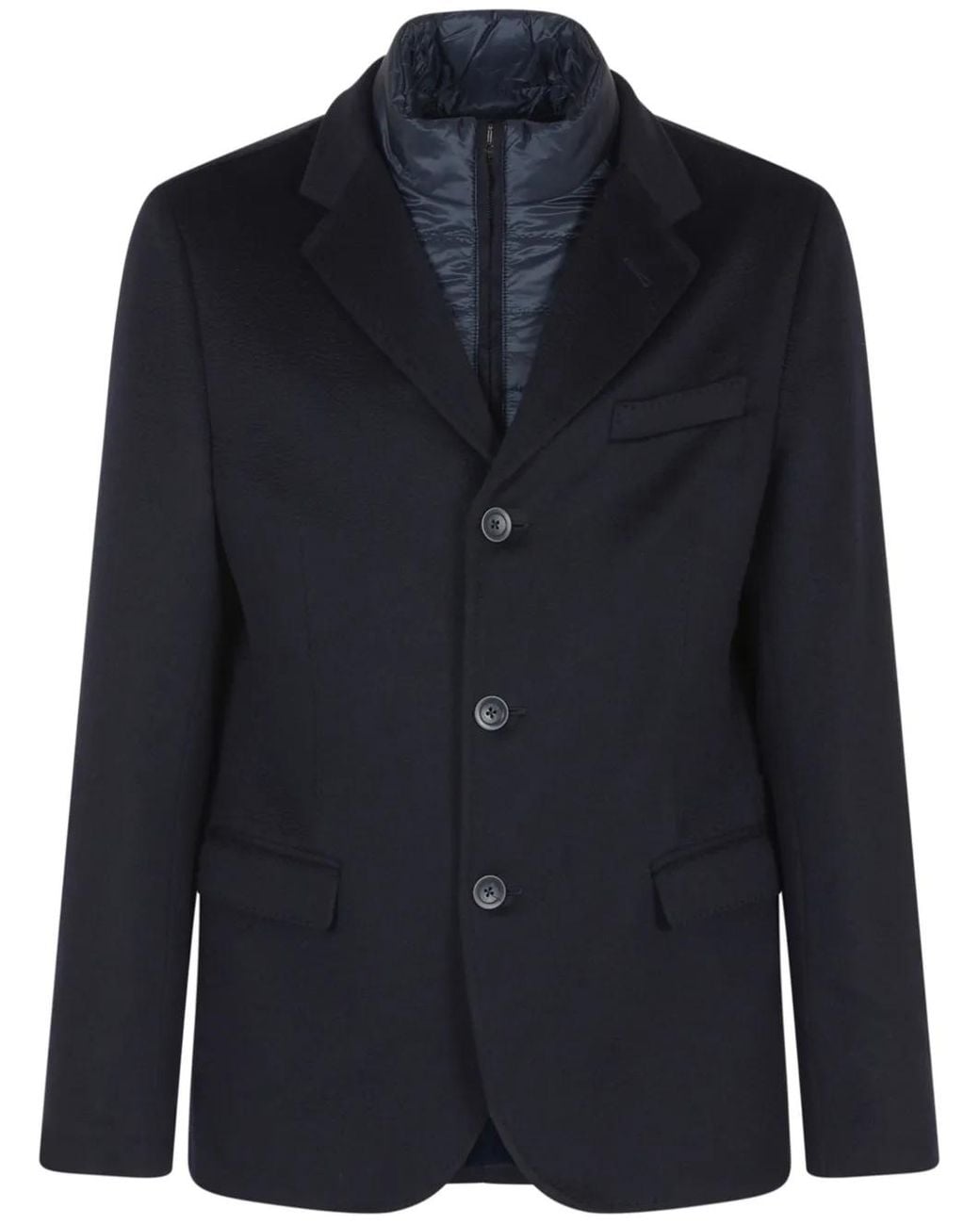 Herno Blue Button-Fastening Layered Jacket for men