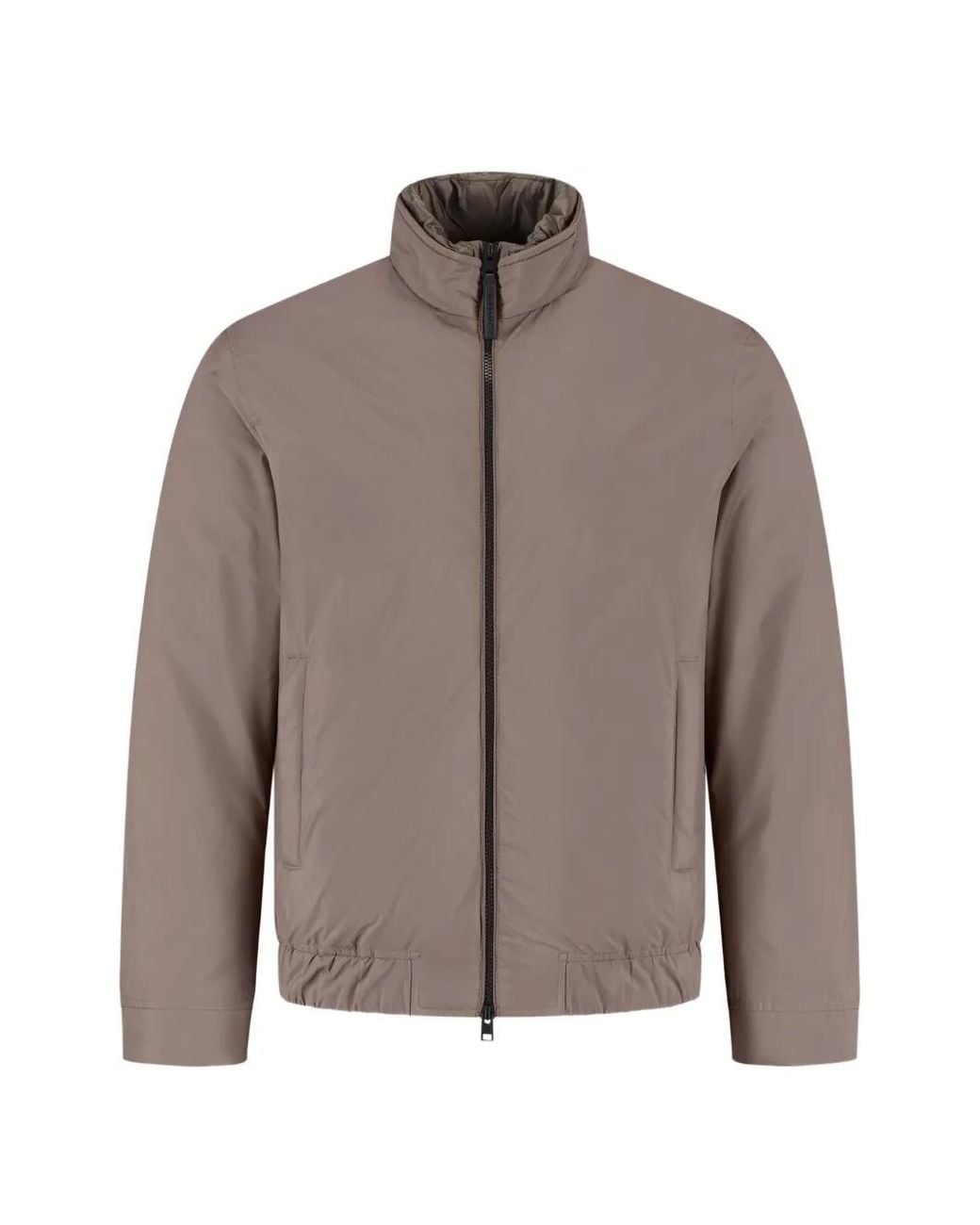 Woolrich Brown Lewis Zip-Up High-Neck Bomber Jacket for men