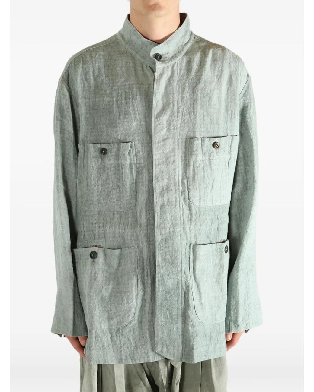 Ziggy Chen Blue Linen Shirt Jacket for men
