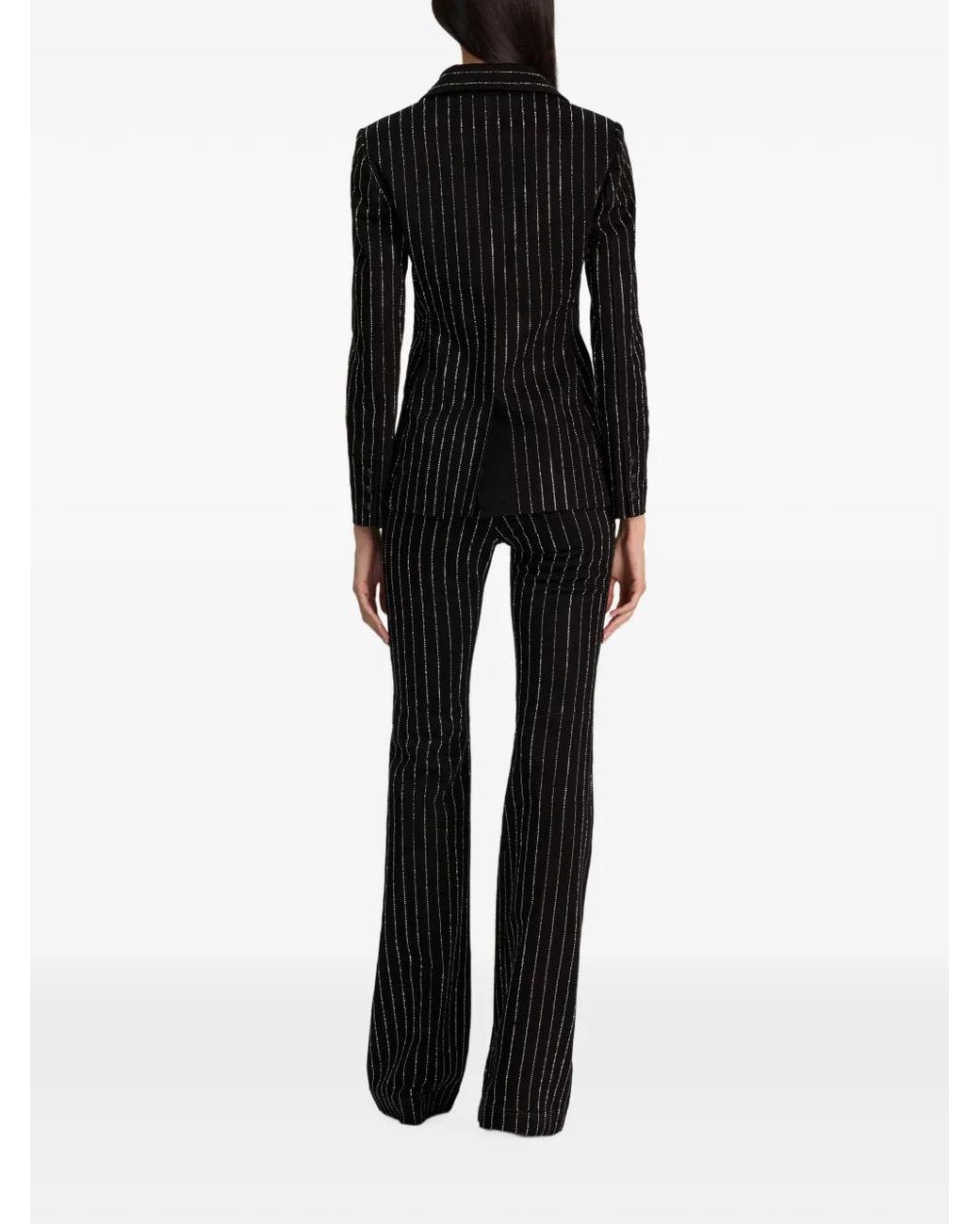 Alice + Olivia Black Macey Crystal-Embellished Denim Blazer