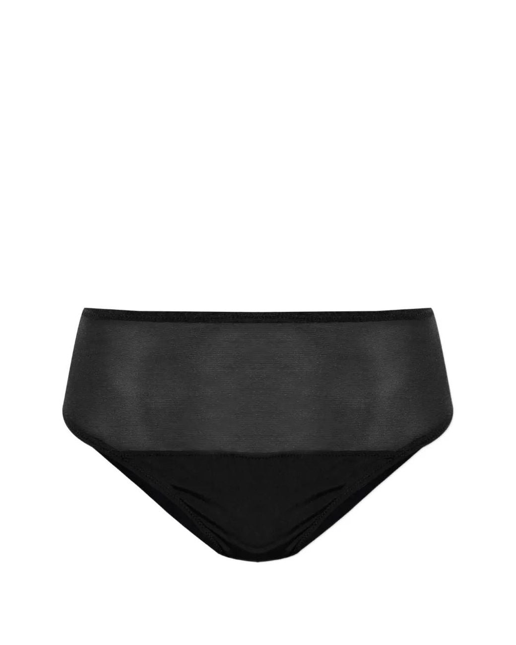 Heist Black Sheer-Panel Thong