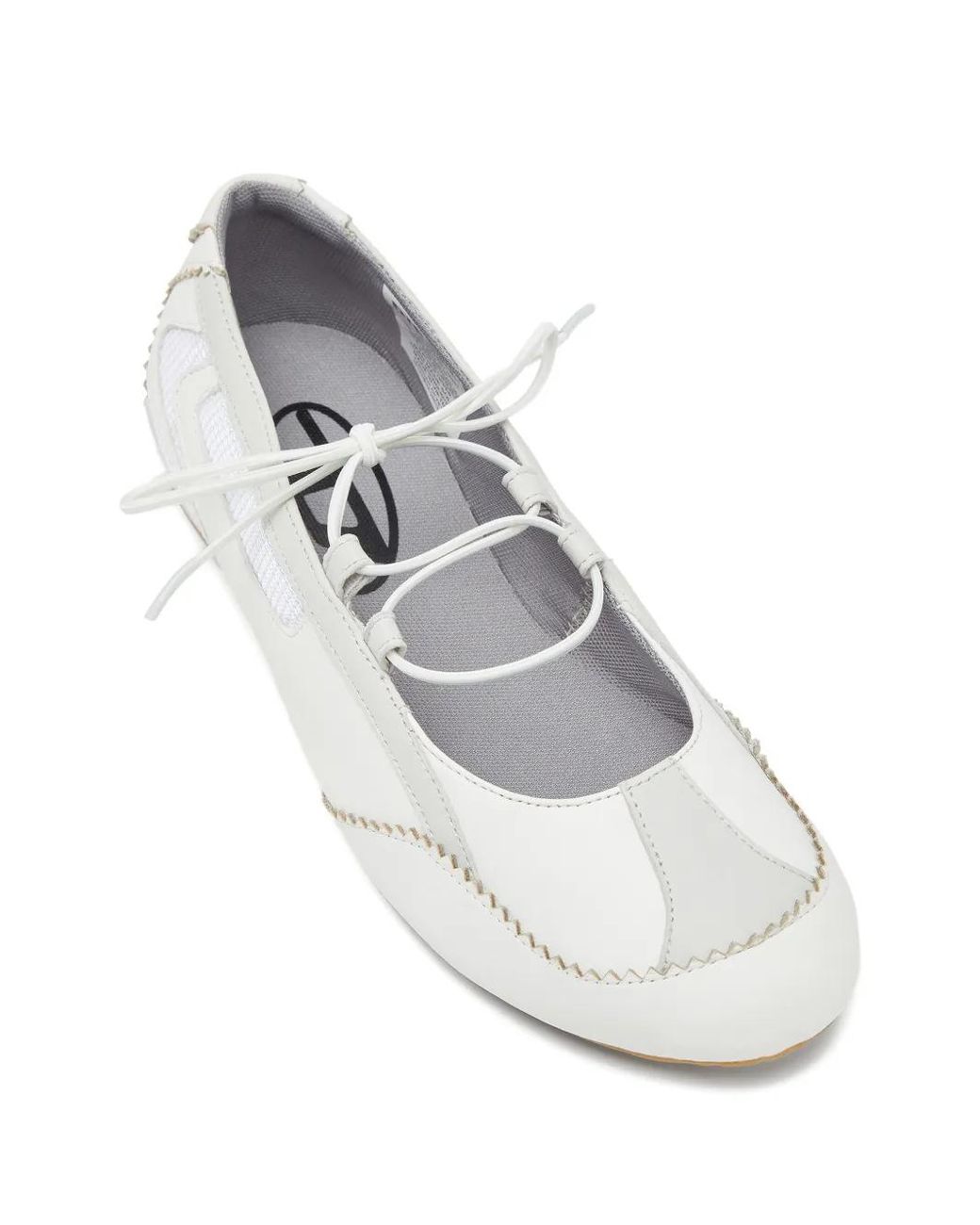 DIESEL White D-Mile Leather Ballet Flats