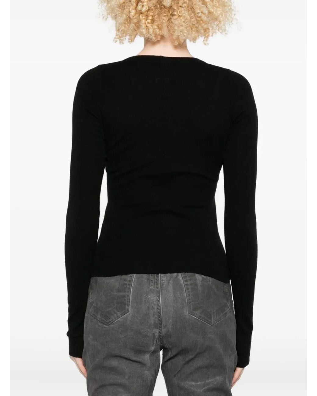 Rick Owens Black Long-Sleeve Round-Neck Top