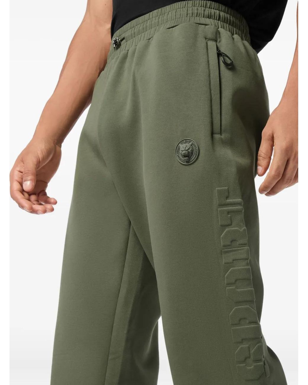 Philipp Plein Green Embossed-Logo Joggers for men