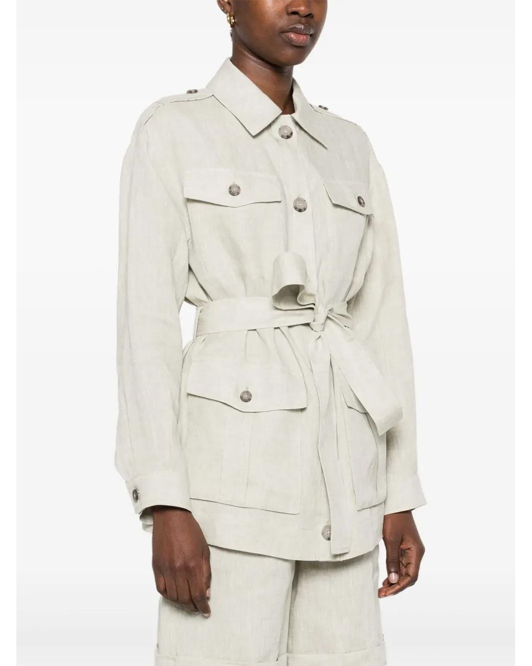 Peserico White Belted Jacket