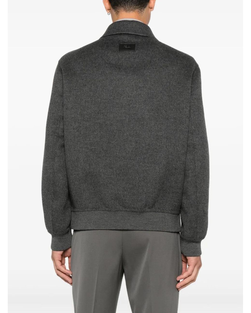 Fendi Gray Wool Bomber Jacket for men