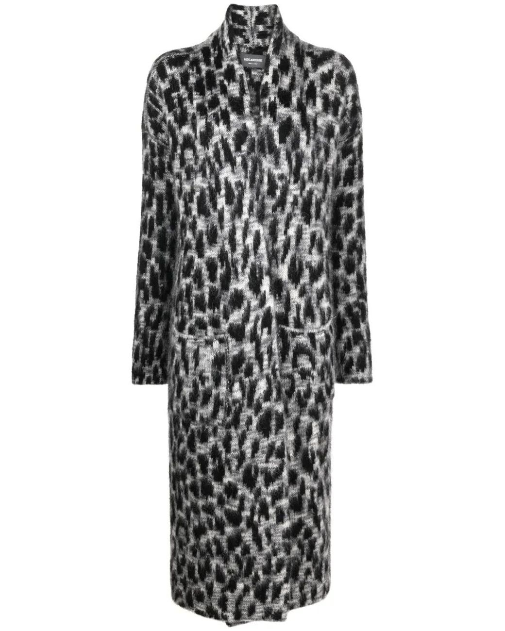Zadig & Voltaire Black Leopard-Print Cardigan Coat
