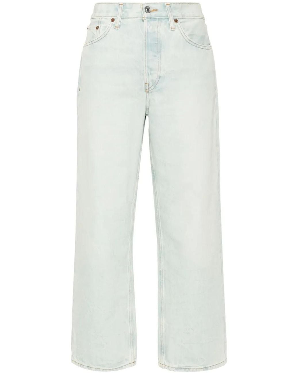 Re/done White Loose Crop Jeans