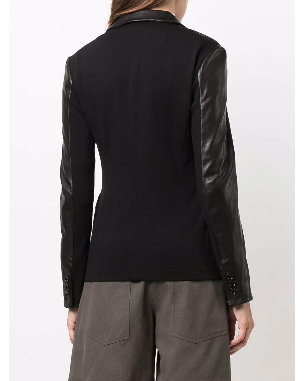 P.A.R.O.S.H. Leren Blazer in het Black